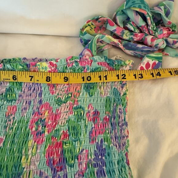 Lilly Pulitzer Womens Rivera Romper Sz S Smocked Tie Dress Skorts Beach Tropical - Picture 9 of 9